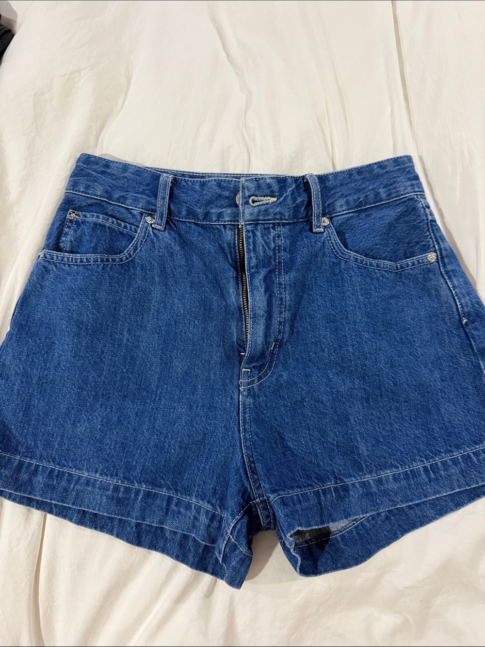 Frame Denim Deep Blue High-Rise Jean Shorts